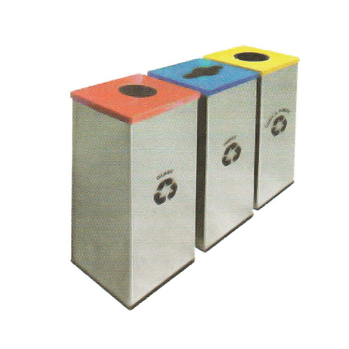 300 mm Square Stainless Steel / Powder Coating Recycle Bin Leader RECYCLE-128/SS