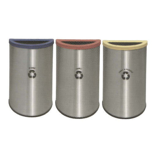 345 mm Semi Round Powder Coating Lid And Stainless Steel Body Bin Leader RECYCLE-140/SS