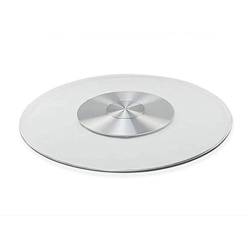 70 -80 cm Tempered Glass Rotating Table Top Silver Plate (All Sizes)