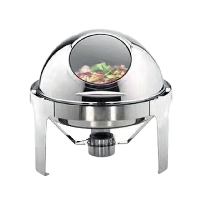 6 Litre Round Roll-Top Chafing Dish With Glass Lid CF-0721GL