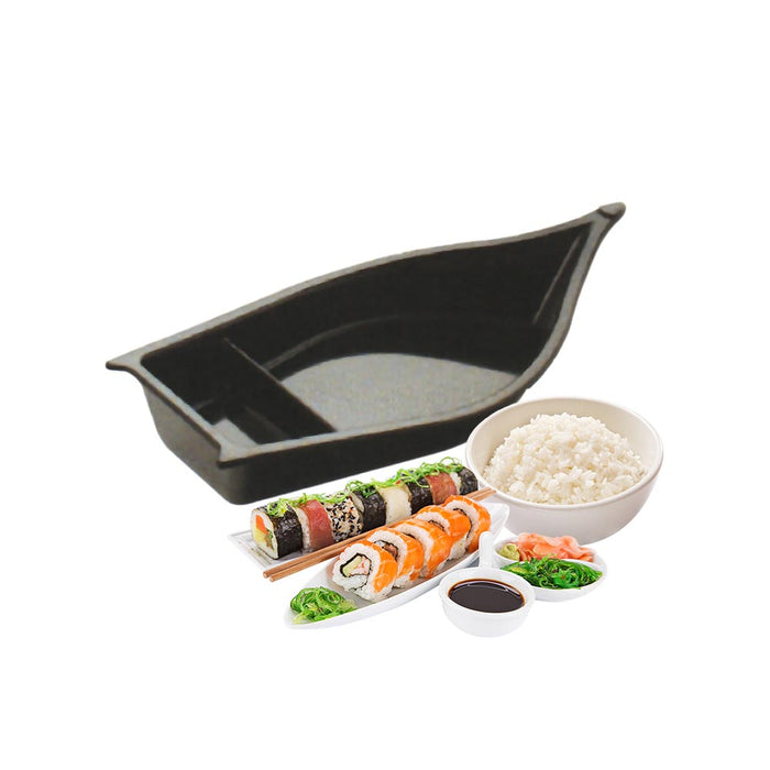 12 " Boat Shape Plate With Compartment Japanese Hoover 8612 (All Color)