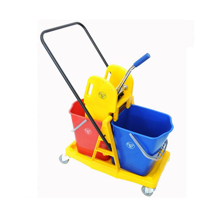 46 Litres Double Bucket Wringer Trolley with Plastic Frame (Down Press) CLS DBPF-343