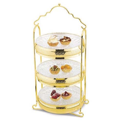 Brittany 3-Tier Gold Plated Serving Tray Lux Collection C3295G1