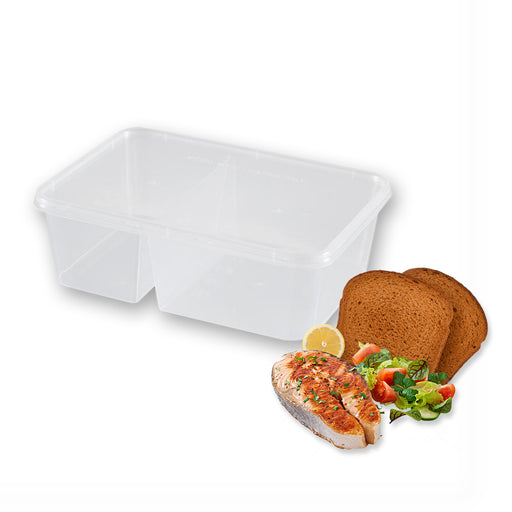 122 mm 250 pcs Microwavable Rectangular 2 Compartments Container FR 750-2C (1 Carton)