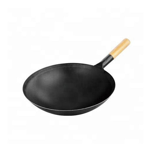 33 - 40 cm Black Pan Wok With Wooden Handle C003X (All Size)
