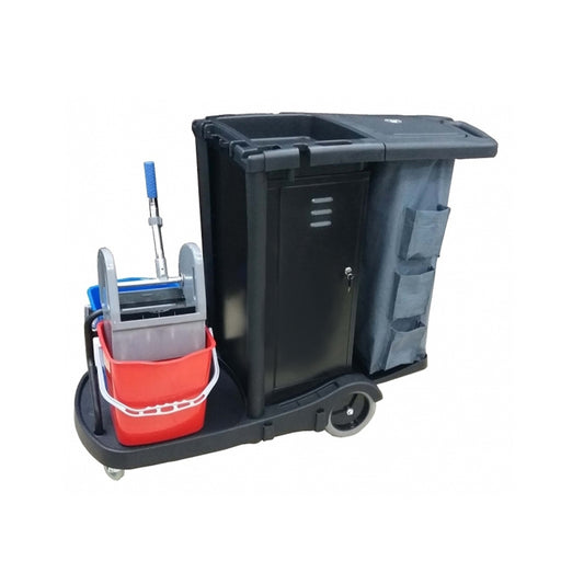 1300 mm Janitor Cart with Wringer Bucket, Cover, Cabinet & Multipurpose Linen Bag CLS JC-319