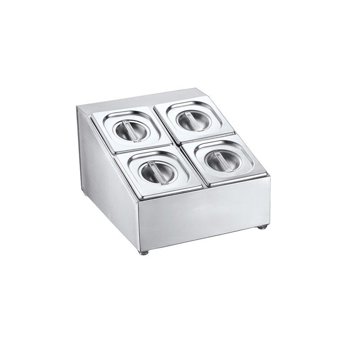 Square 4 Compartment Stainless Steel Condiment Dispenser Rack SB-D0004-1
