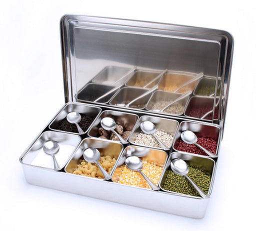 8 Compartment Japanese Stainless Steel Condiment Holder CH-J8