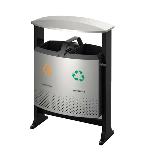 2 x 39 Litres Stainless Steel /Powder Coating Recycle Bin Leader LD-Recycle-098/EX(GR)