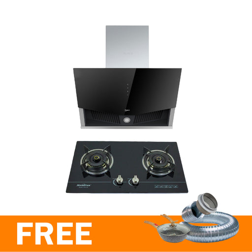 Chimney Hood Rubine RCH-MARK-90BL + Built In Hobs Gas Stove Homelux HGH-88 [FREE 2 GIFTS]