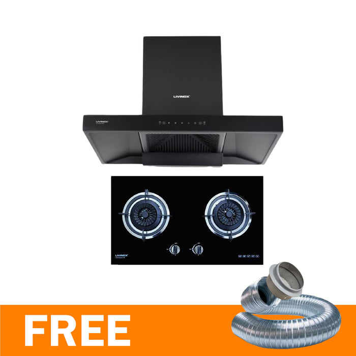 Cooker Hood LCH-ROCK-90BL + Stove Sets EURECA Livinox [FREE 1 GIFT]