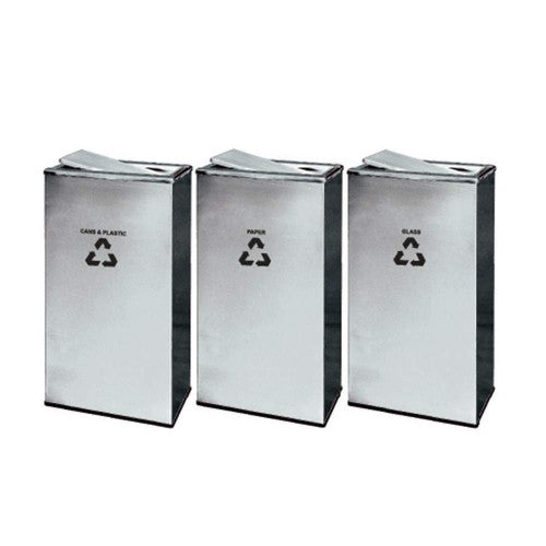 29" Stainless Steel Rectangular Swing Top Recycle Bin Leader RECYCLE-235/SS