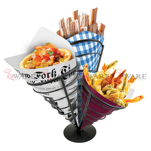 3 Cone Black Wire French Fry Holder FFH-3