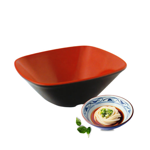 7.75" Square Udon Bowl Double Color Hoover BK/RD 858