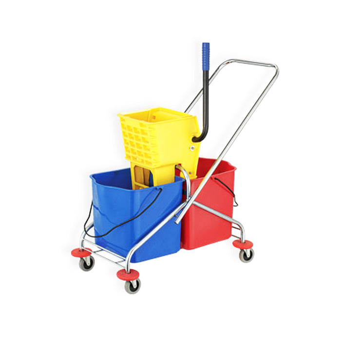 46 Litres Double Bucket Wringer Trolley with Chrome Steel Frame (Side Press) CLS WB101