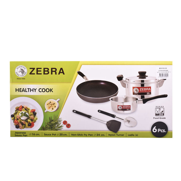 6 Pieces Cookware Healthy Cook Set Zebra Z185X805