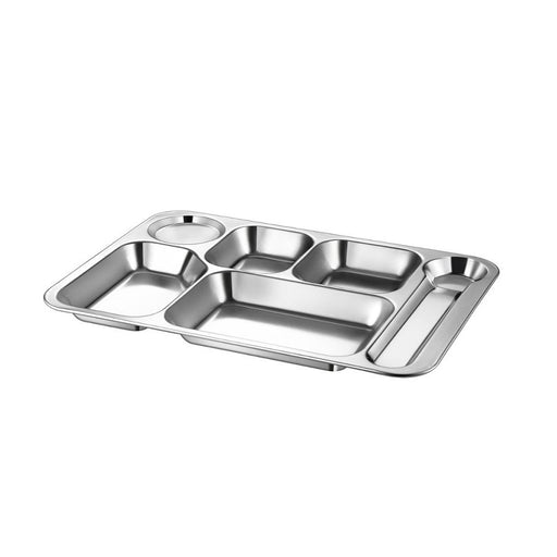 6 Compartment Stainless Steel Food Serving Tray DPS-1402