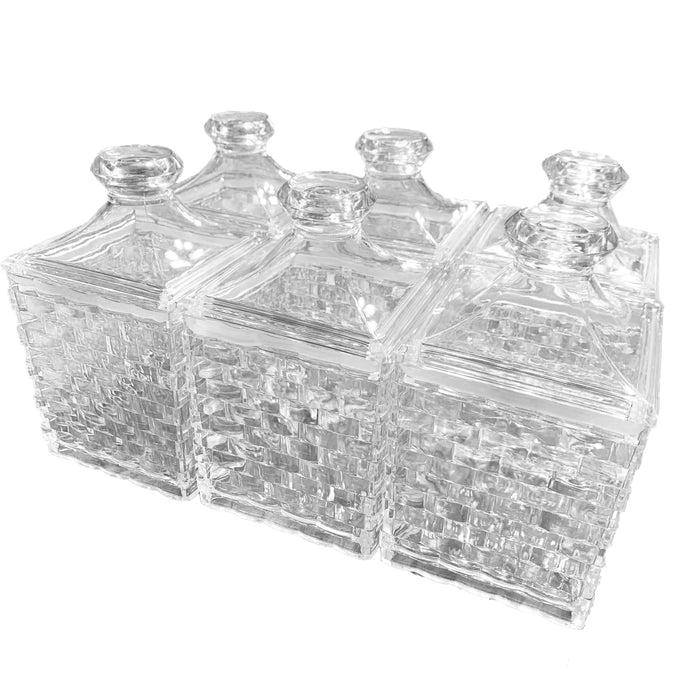 0.65 - 1 Litre 3 Pieces Acrylic Square Candy Box (All Sizes)