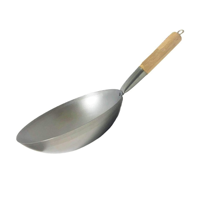 36 - 43 cm Stainless Steel Wok with Wooden Handle (All Size)
