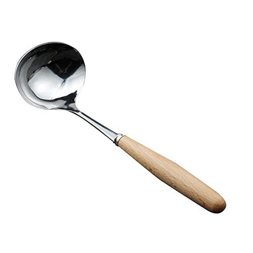 L - XL Spoons Stainless Steel Soup Spoon with Wooden Handle