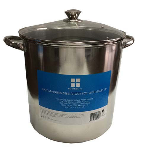 16QT Stainless Steel  Stock Pot Glass Lid