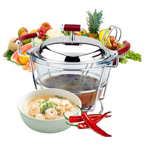 4 Litre Round Warmer with Stainless Steel Cover & Ladle Nappa Collection R-3701B6