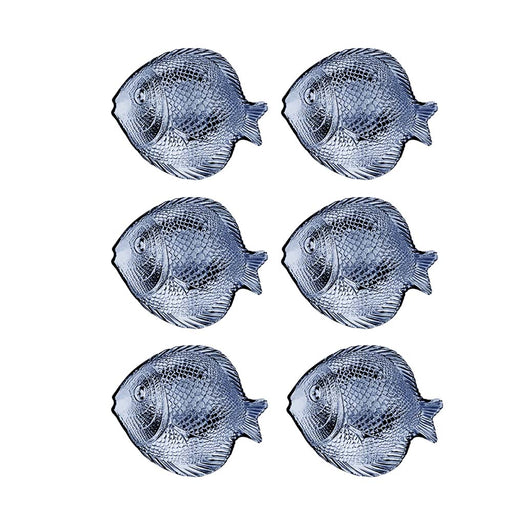 7 3/4 6 Pieces Marine Blue Fish Plate  Pasabahce P10256B