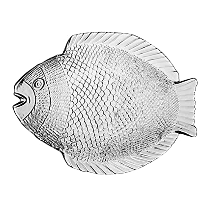 6 Pieces Tempered Glass Fish Plate Set Marine Pasabahce P10257