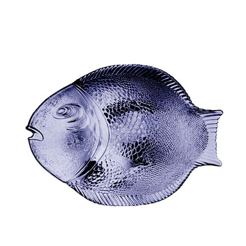 14" 3 Pieces Marine Blue Fish Plate Pasabahce P10258B