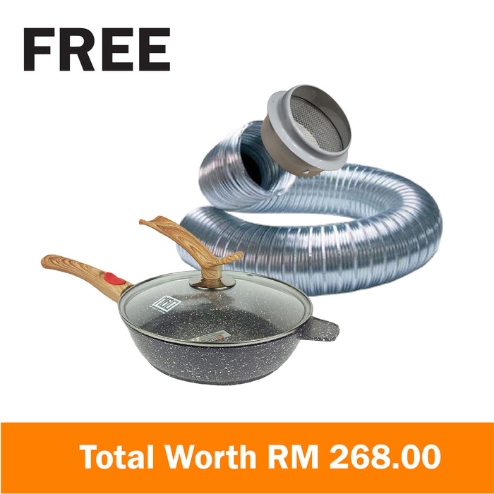 Chimney Hood Rubine RCH-MARK-90BL + Built In Hobs Gas Stove Homelux HGH-88 [FREE 2 GIFTS]