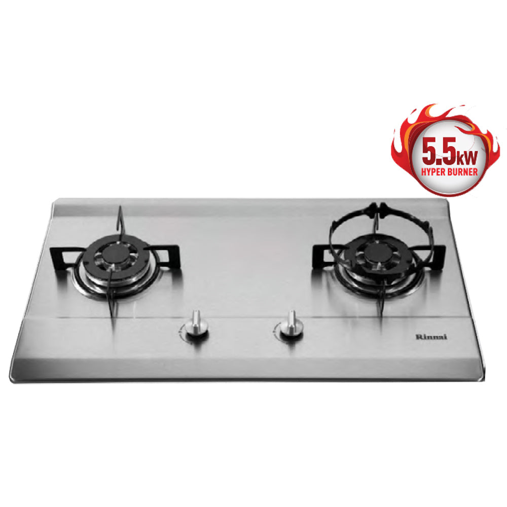 2 Burner Gas Hob Built-In Stainless Steel Rinnai RB-712N-S — AlatDapur