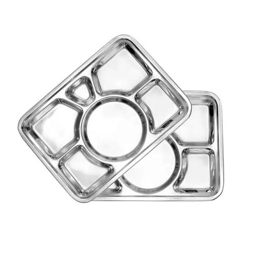 6 Compartment Stainless Steel Food Serving Tray B6005
