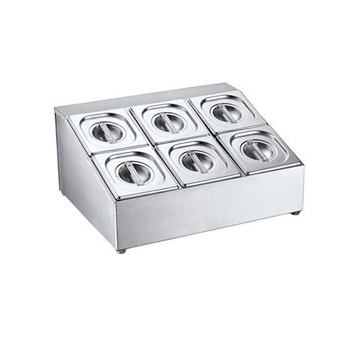 6 Compartment Stainless Steel Condiment Dispenser Rack SB-D0005-1