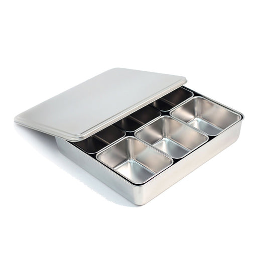 6 Compartment Japanese Stainless Steel Condiment Holder CH-J6